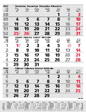 Kalendertipp: 3-Monats-Planer Comfort Grau 2024